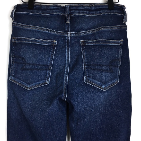 AMERICAN EAGLE Jeans Jegging Overall Dark Wash Stretch Denim Size 8 Regular - Picture 5 of 13
